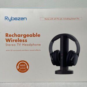 NEW Rybozen Wireless TV Headphones BH061 Rechargeable Hi-Fi Stereo 2.4GHz RF